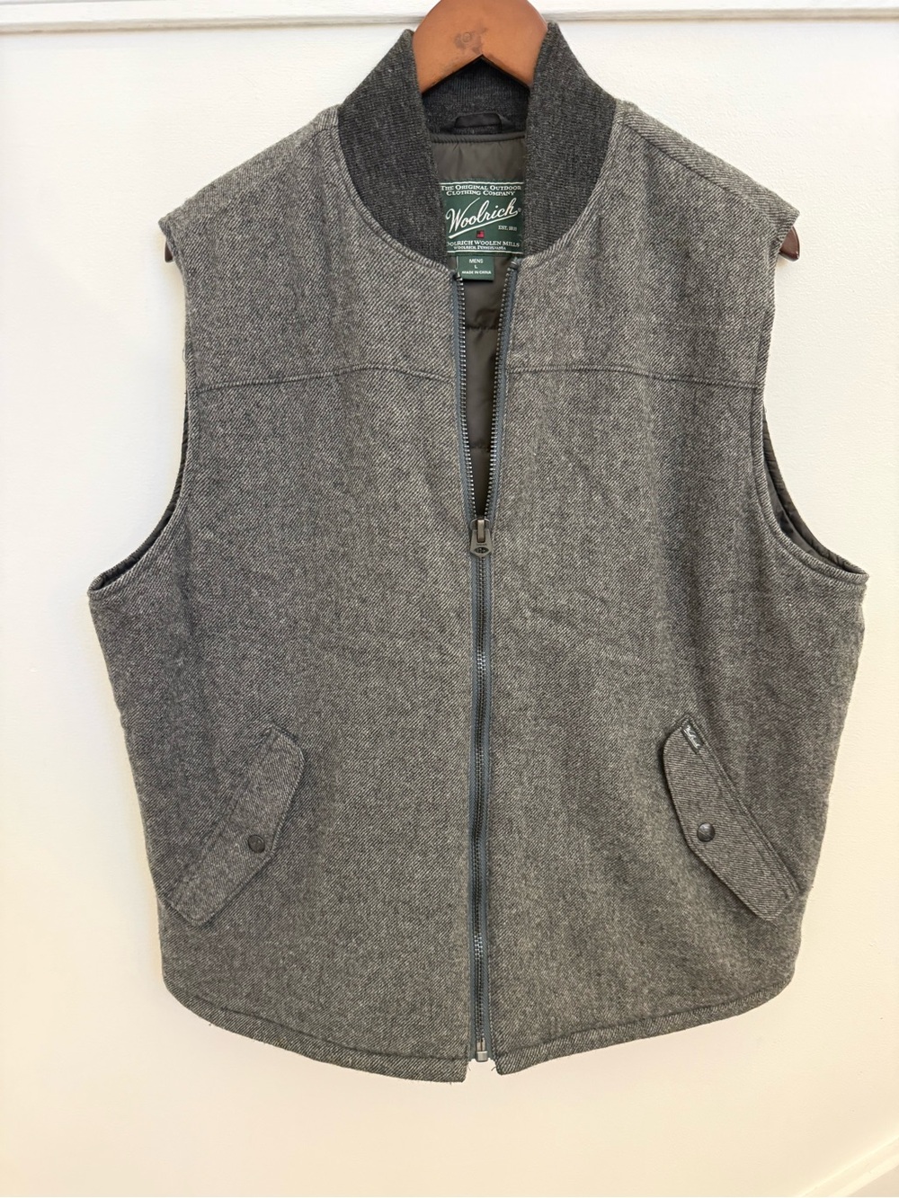 Woolrich Gray Quilted Wool-Blend Men's Vest
